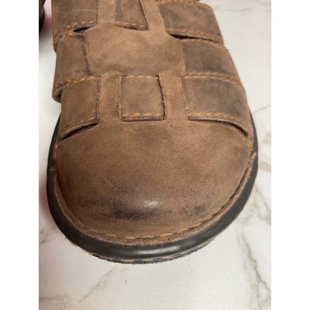 Born Colby Fisherman Sandals Mens 10 Brown Leather Caged Buckle H12722